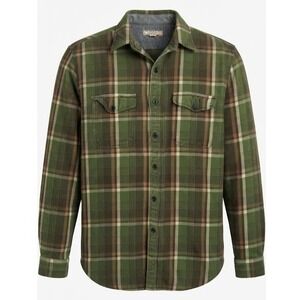 Wallace & Barnes Mens Green Plaid Flannel Button Down Shirt Large - CJ